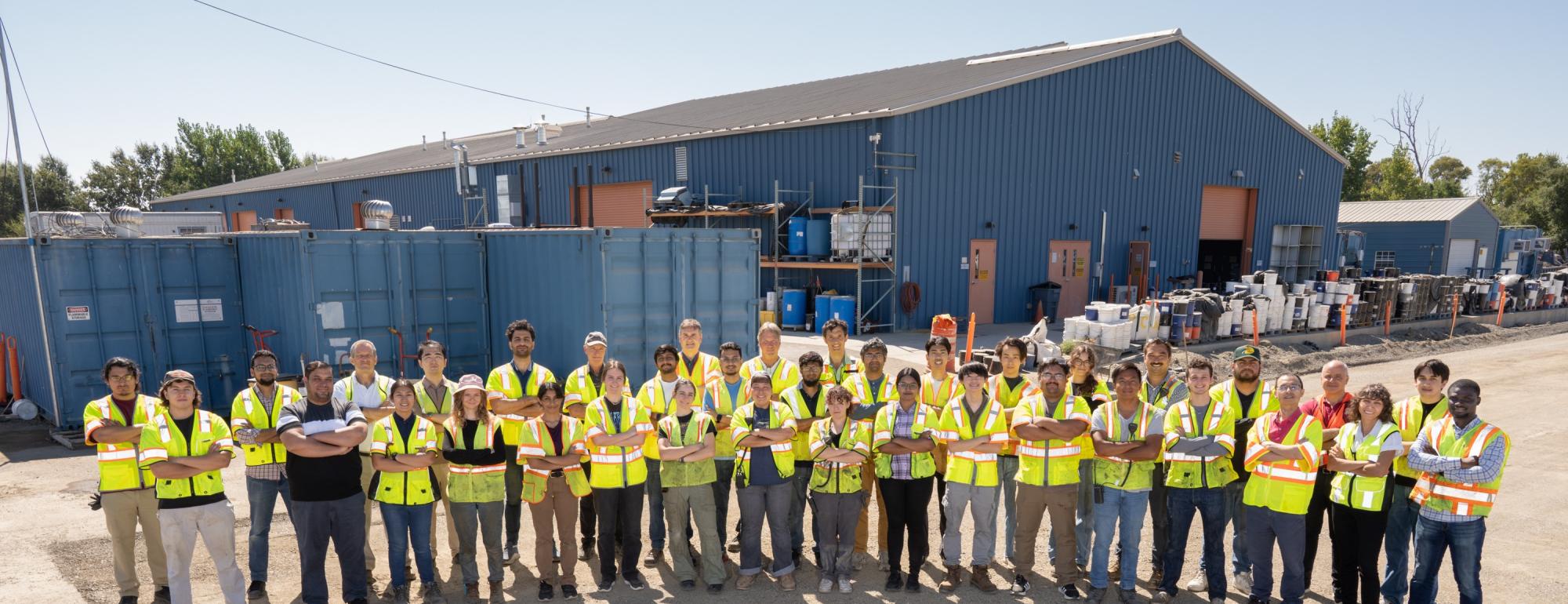 Group photo of UCPRC staff in front of main building